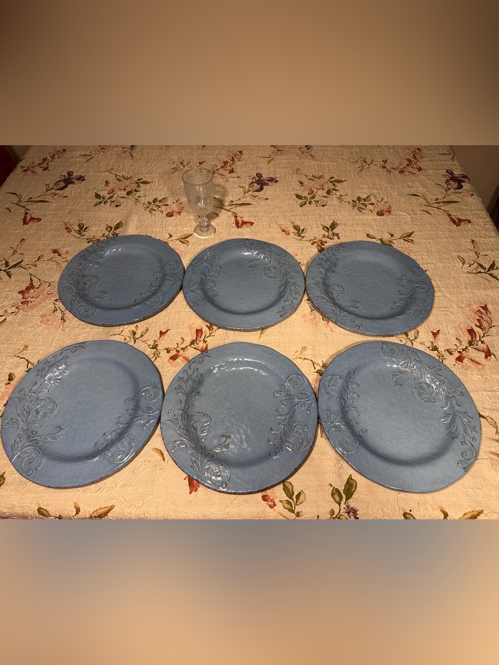Nicole Miller Melamine Blue Floral Dinner Plates Set Of 6